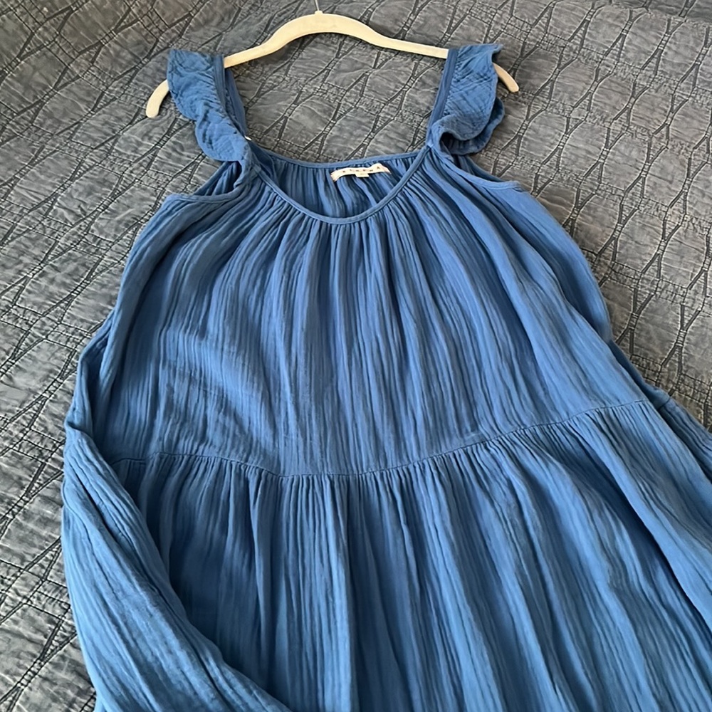 XiRENA dress bright blue double gauze cotton size Large - Picture 3 of 6